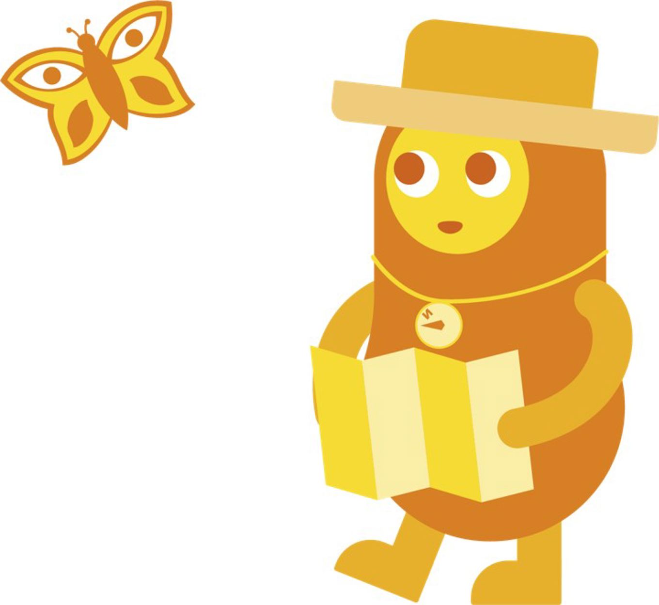 Logofigur AKS med kart og sommerfugl